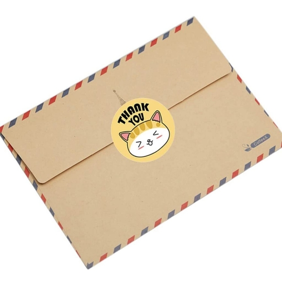 100 THANK YOU Stickers 8 Cat Designs 1" - Picture 6 of 6